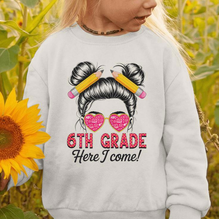6th Grade Here I Come Messy Bun Hair Back To School Girls Graphic Toddler Sweatshirt 6th Grade Here I Come Messy Bun Hair Back To School Girls Graphic Toddler Sweatshirt
