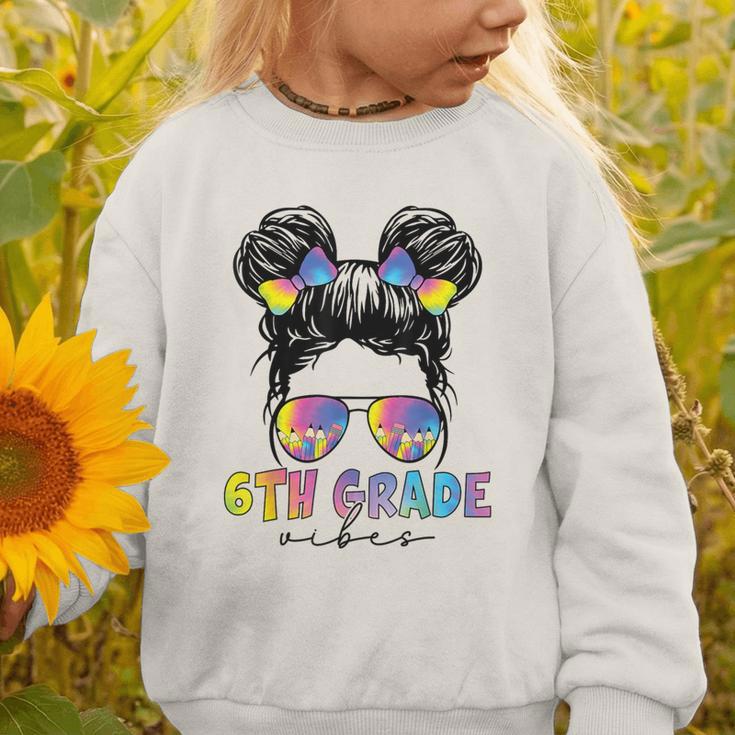 6th Grade Vibes Messy Hair Bun Girl Back To School First Day Graphic Toddler Sweatshirt 6th Grade Vibes Messy Hair Bun Girl Back To School First Day Graphic Toddler Sweatshirt