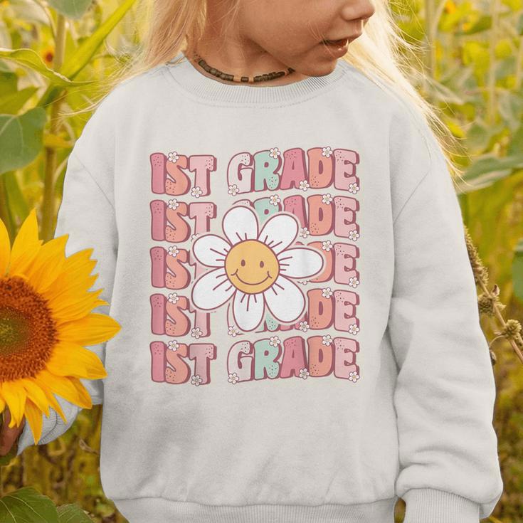70s Groovy 1st Grade Back To School First Day Of First Grade Graphic Toddler Sweatshirt