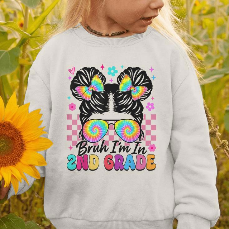 Back To School Bruh I'm In 2nd Grade Cute Girls Messy Bun Graphic Toddler Sweatshirt