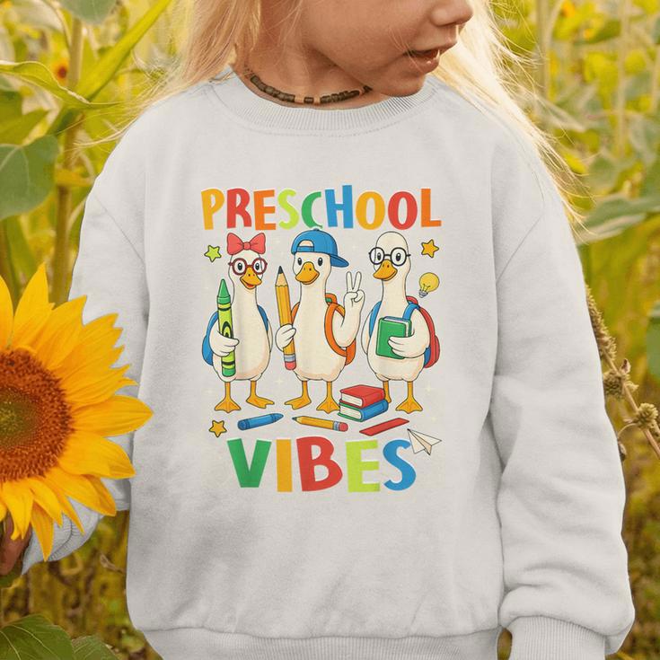 Back To School Cute Goose Preschool Vibes Girls Boys Graphic Toddler Sweatshirt Back To School Cute Goose Preschool Vibes Girls Boys Graphic Toddler Sweatshirt