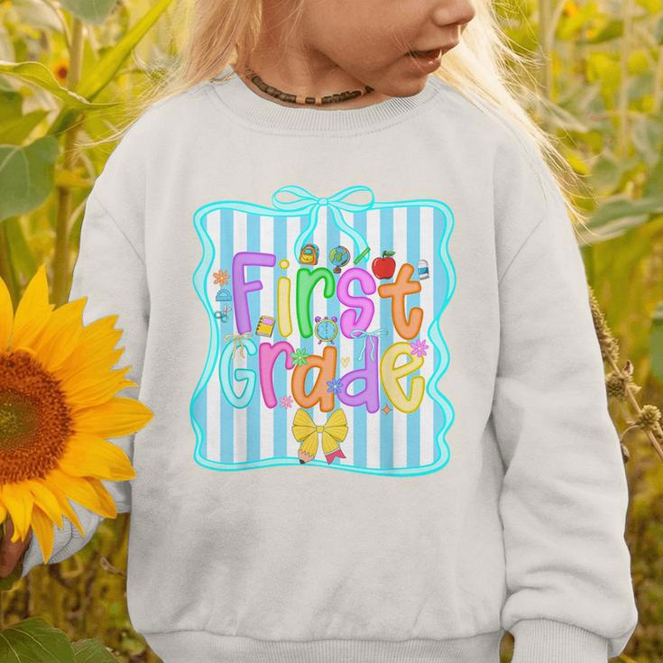 Back To School First Grade For Teen Girls Bow 1st Grade Kids Graphic Toddler Sweatshirt Back To School First Grade For Teen Girls Bow 1st Grade Kids Graphic Toddler Sweatshirt
