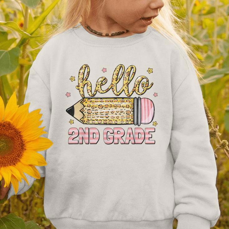 Back To School Hello Second 2nd Grade Leopard Pencil Girl Graphic Toddler Sweatshirt