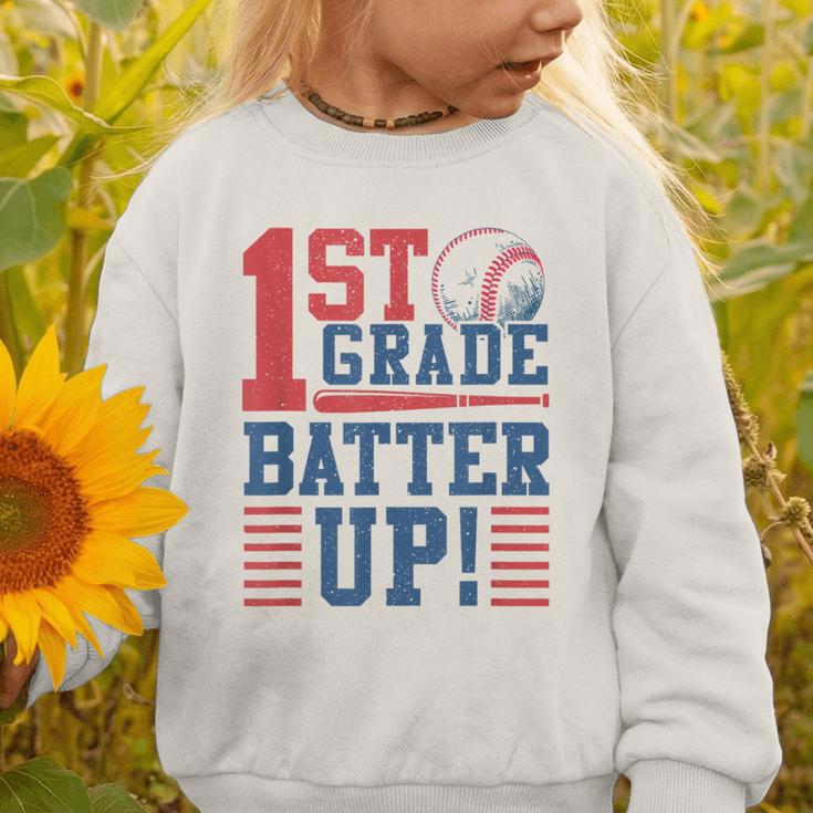Baseball 1st Grade Back To School 1st Grade Batter Up Graphic Toddler Sweatshirt Baseball 1st Grade Back To School 1st Grade Batter Up Graphic Toddler Sweatshirt