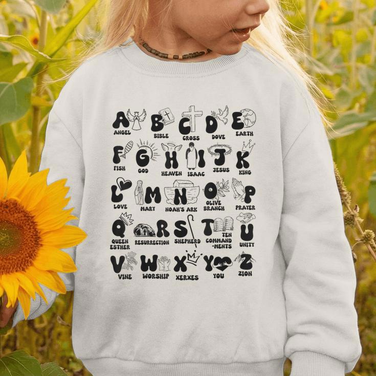Biblical Alphabet Religious Christian Kids Back To School Graphic Toddler Sweatshirt