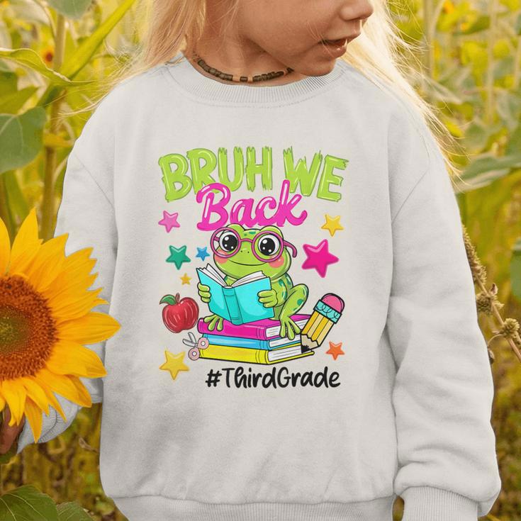 Bruh We Back Third Grade Cute Frog Back To School Graphic Toddler Sweatshirt