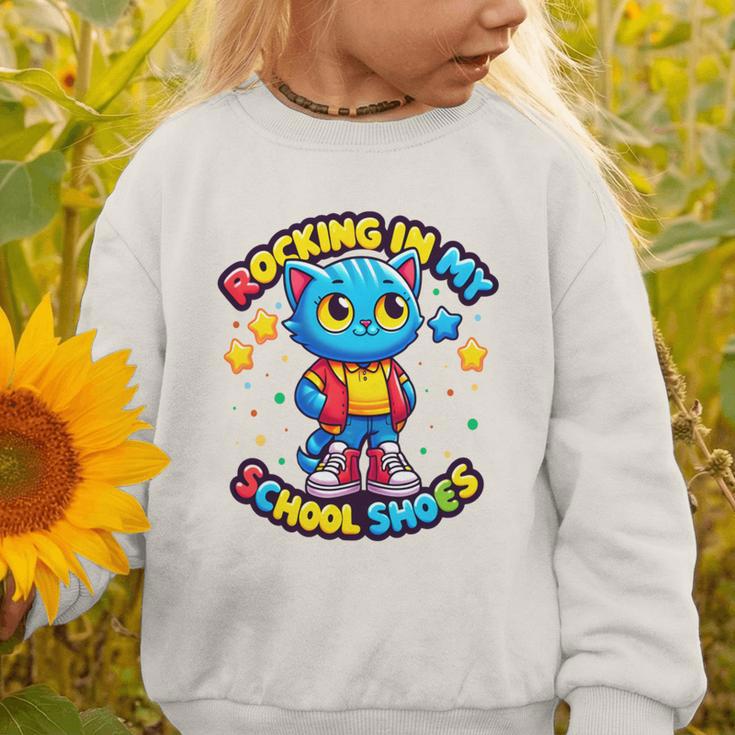 Cat Rocking In My School Shoes Fun Back To School Kids Boys Performance Graphic Toddler Sweatshirt Cat Rocking In My School Shoes Fun Back To School Kids Boys Performance Graphic Toddler Sweatshirt