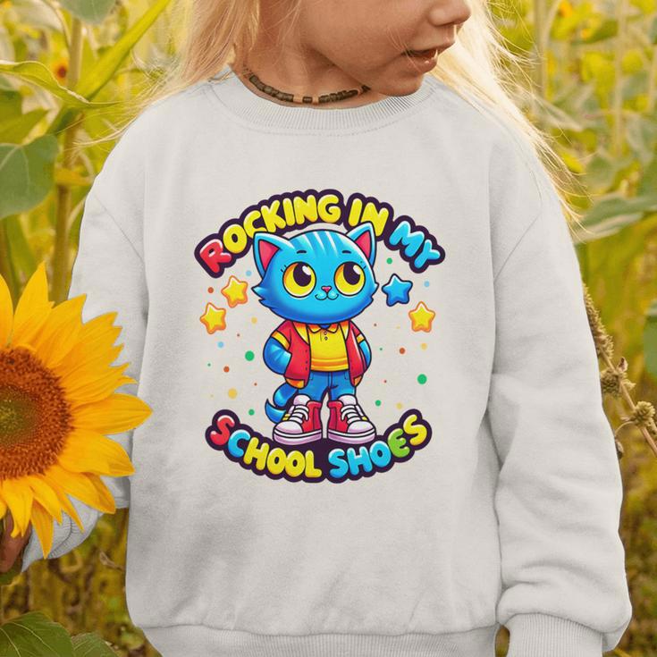 Cat Rocking In My School Shoes Fun Back To School Kids Boys Premium Tri-Blend Graphic Toddler Sweatshirt