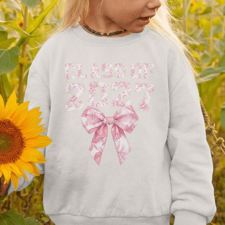 Class Of 2027 Preppy Coquette Bow Back To School Graduation Premium Tri-Blend Graphic Toddler Sweatshirt