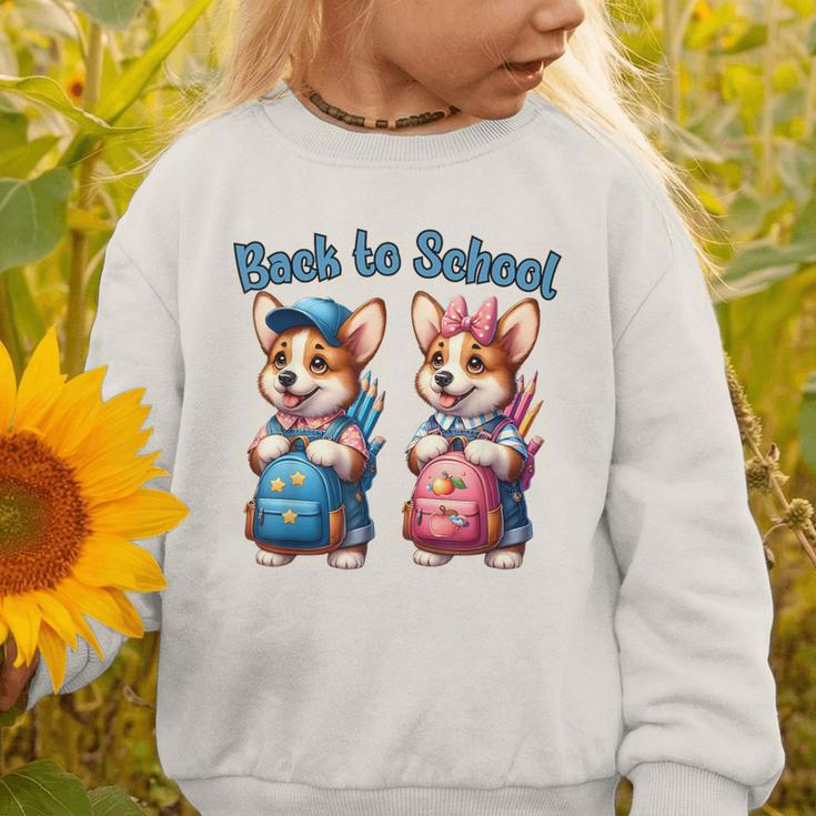 Corgi Dog Student To School Happy Back To School Graphic Toddler Sweatshirt
