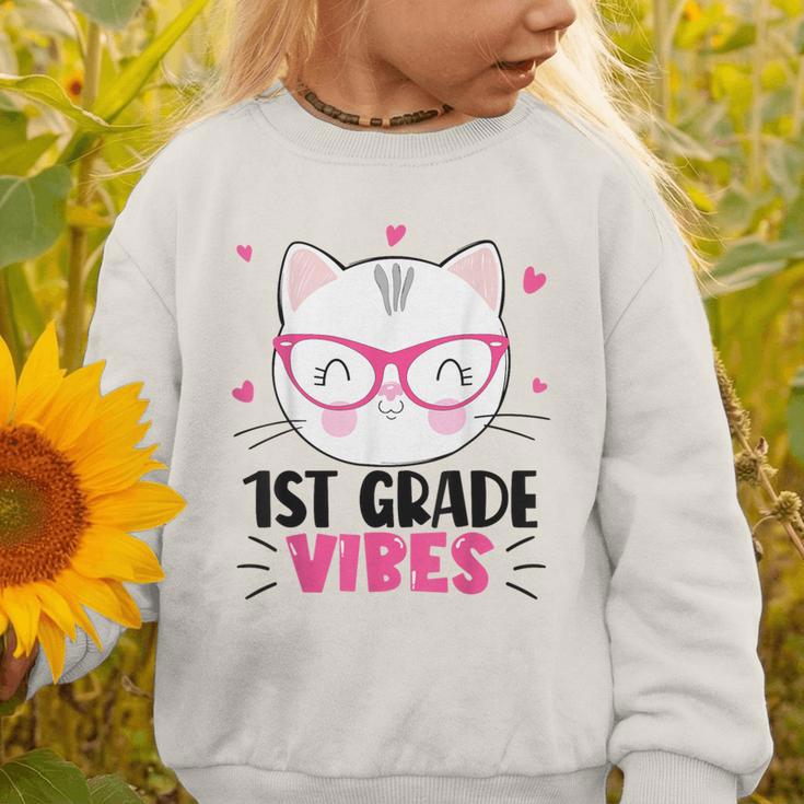 Cute 1st Grade Vibes Cat Kitten Lover Back To School Girls Graphic Toddler Sweatshirt Cute 1st Grade Vibes Cat Kitten Lover Back To School Girls Graphic Toddler Sweatshirt