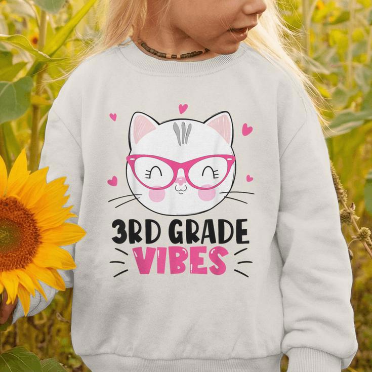 Cute 3rd Grade Vibes Cat Kitten Lover Back To School Girls Graphic Toddler Sweatshirt
