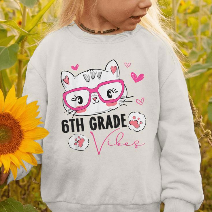 Cute 6th Grade Vibes Cat Kitten Lover Back To School Girls Graphic Toddler Sweatshirt
