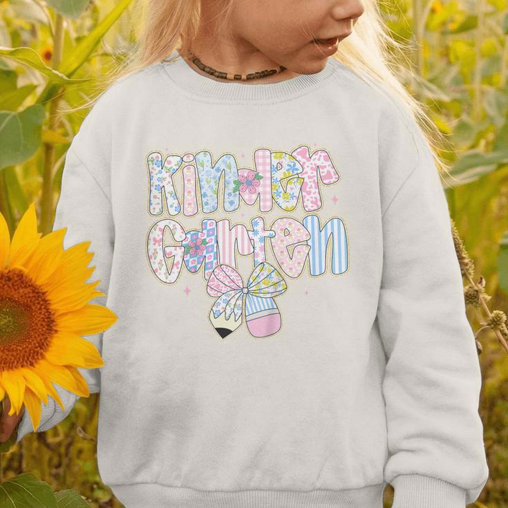 Cute Preppy Back To School Floral Kindergarten For Girls Graphic Toddler Sweatshirt Cute Preppy Back To School Floral Kindergarten For Girls Graphic Toddler Sweatshirt