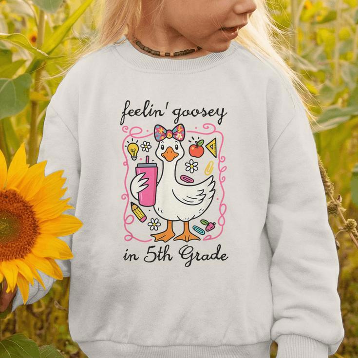Feeling Goosey In 5th Grade Silly Goose Back To School Graphic Toddler Sweatshirt