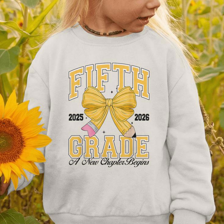 Fifth Grade Back To School First Day Pencil Bow 2025 Girls Graphic Toddler Sweatshirt