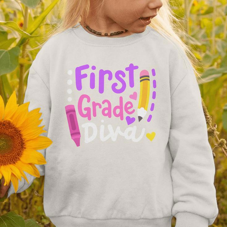 First Grade Diva Welcome Back To School 1st Grade Kids Performance Graphic Toddler Sweatshirt First Grade Diva Welcome Back To School 1st Grade Kids Performance Graphic Toddler Sweatshirt