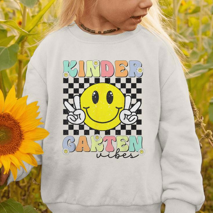 Girls Kindergarten Vibes Smile Face Back To School Kinder Graphic Toddler Sweatshirt