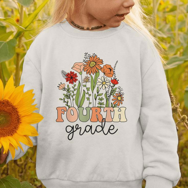 Groovy Fourth Grade Wildflowers Back To School 4th Grade Graphic Toddler Sweatshirt