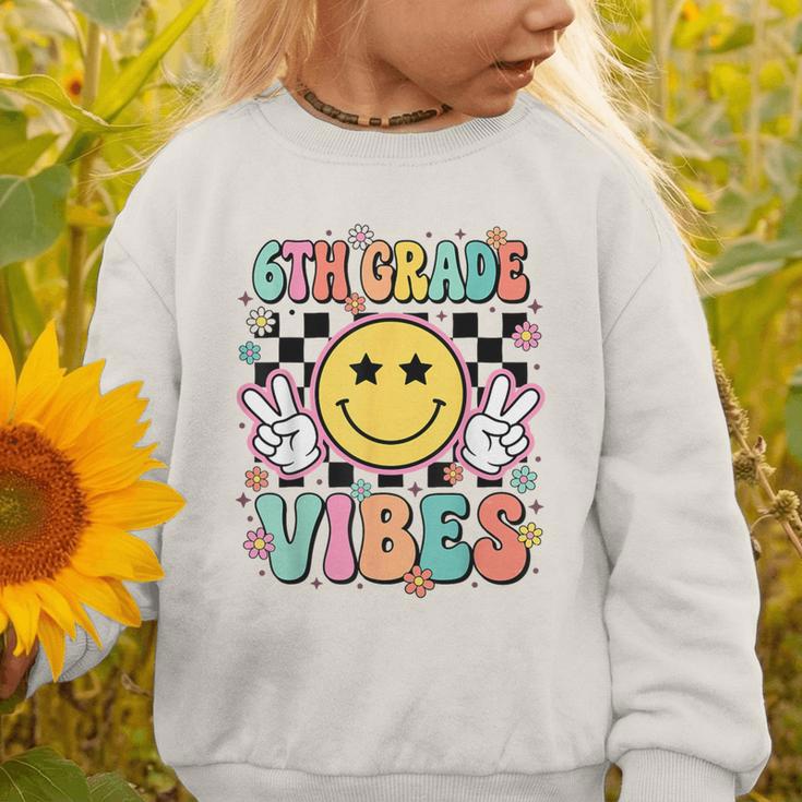 Groovy Sixth 6TH Grade Vibes Back To School First Day Kids Graphic Toddler Sweatshirt