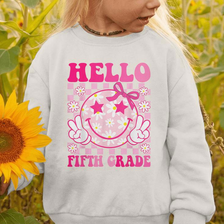 Hello Fifth Grade Coquette Bow Back To School 5th Grade Girl Graphic Toddler Sweatshirt Hello Fifth Grade Coquette Bow Back To School 5th Grade Girl Graphic Toddler Sweatshirt
