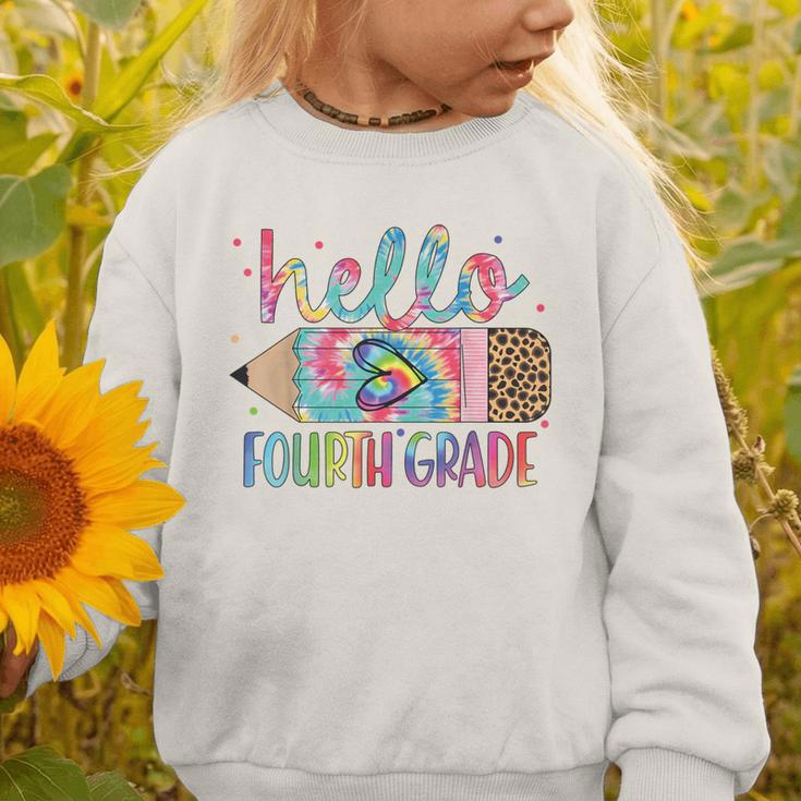 Hello Fourth Grade Tie Dye Pencil Back To School 4th Grade Graphic Toddler Sweatshirt