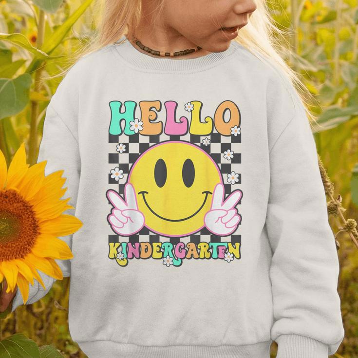 Hello Kindergarten Smile Face Back To School Girl Kid Graphic Toddler Sweatshirt