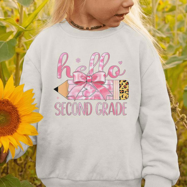 Hello Second Grade Pencil Tie Dye Coquette Back To School Graphic Toddler Sweatshirt Hello Second Grade Pencil Tie Dye Coquette Back To School Graphic Toddler Sweatshirt