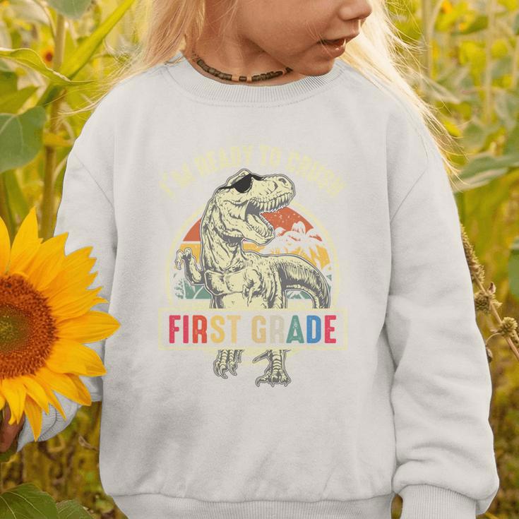 I'm Ready To Crush First Grade DinosaurRex Back To School Performance Graphic Toddler Sweatshirt I'm Ready To Crush First Grade DinosaurRex Back To School Performance Graphic Toddler Sweatshirt