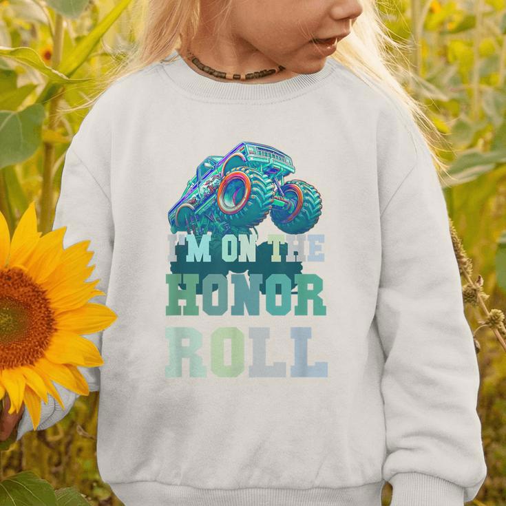 Kids I'M ON HONOR ROLL Monster Trucks Back To School Bruh Graphic Toddler Sweatshirt Kids I'M ON HONOR ROLL Monster Trucks Back To School Bruh Graphic Toddler Sweatshirt