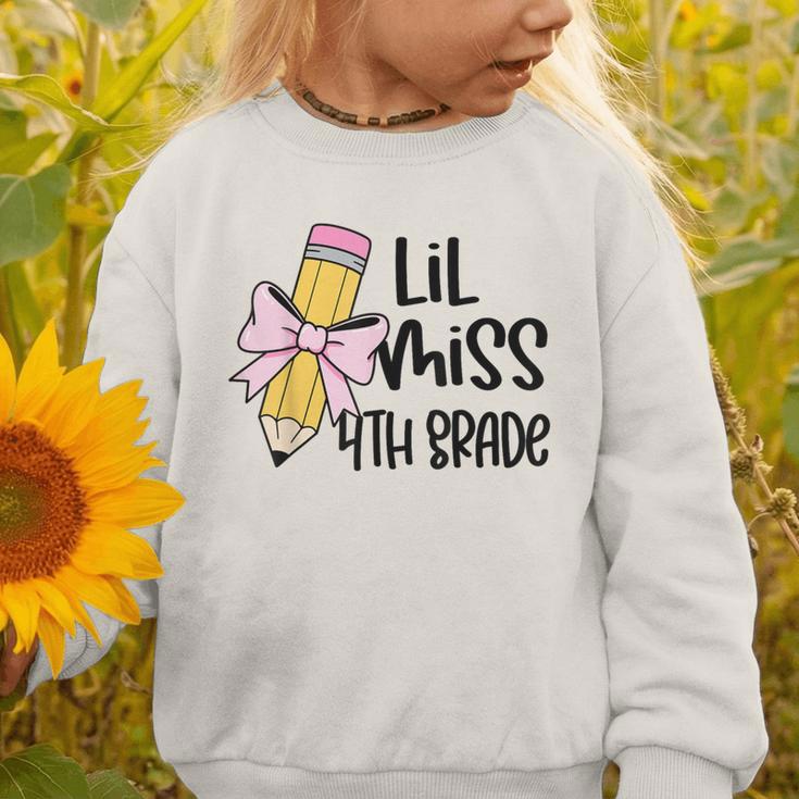 Lil Miss 4th Grade Coquette Bow Pencil Back To School Girls Graphic Toddler Sweatshirt Lil Miss 4th Grade Coquette Bow Pencil Back To School Girls Graphic Toddler Sweatshirt