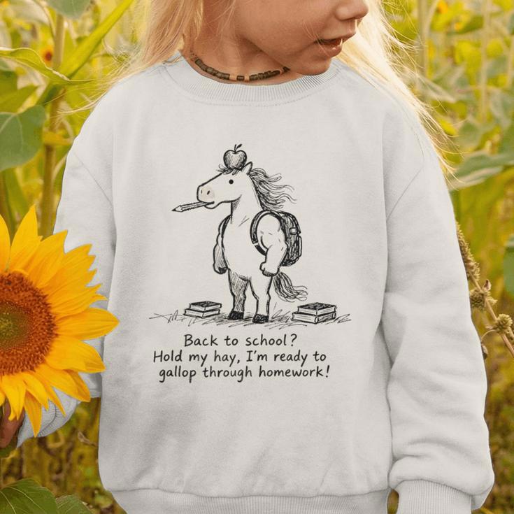 Naive Horse Doodle Back To School Gallop Homework Art Graphic Toddler Sweatshirt