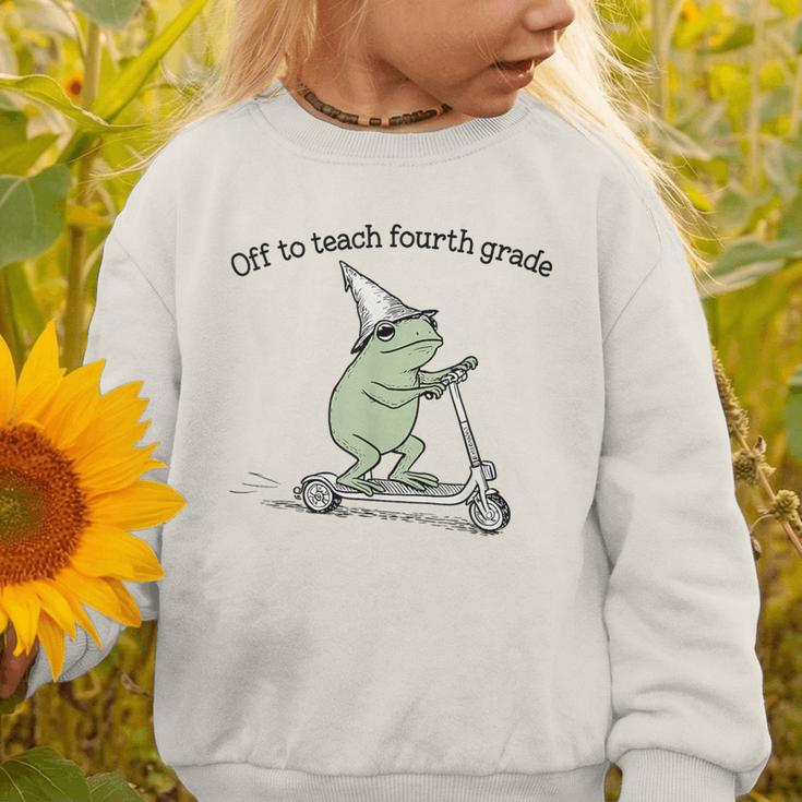 Off To Teach Fourth Grade Froggy Cute Frog Back To School Graphic Toddler Sweatshirt Off To Teach Fourth Grade Froggy Cute Frog Back To School Graphic Toddler Sweatshirt