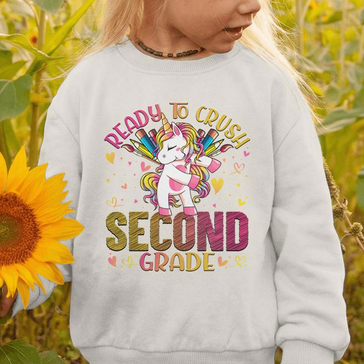 Ready To Crush Second 2nd Grade Back To School Unicorn Kids Performance Graphic Toddler Sweatshirt