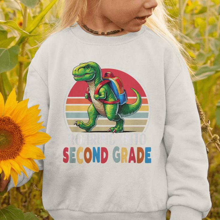Roaring Into Second Grade T-Rex Back To School 2nd Grade Premium Tri-Blend Graphic Toddler Sweatshirt