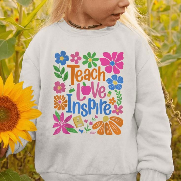 Teach Love Inspire Back To School Graphic Toddler Sweatshirt Teach Love Inspire Back To School Graphic Toddler Sweatshirt