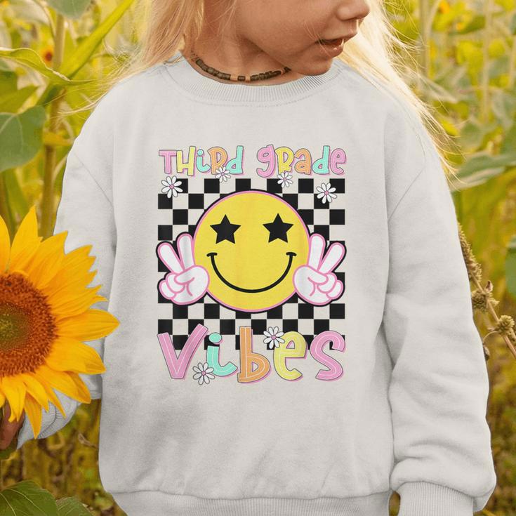Third Grade Vibes Groovy Smile Face Back To School Girl Kid Graphic Toddler Sweatshirt Third Grade Vibes Groovy Smile Face Back To School Girl Kid Graphic Toddler Sweatshirt