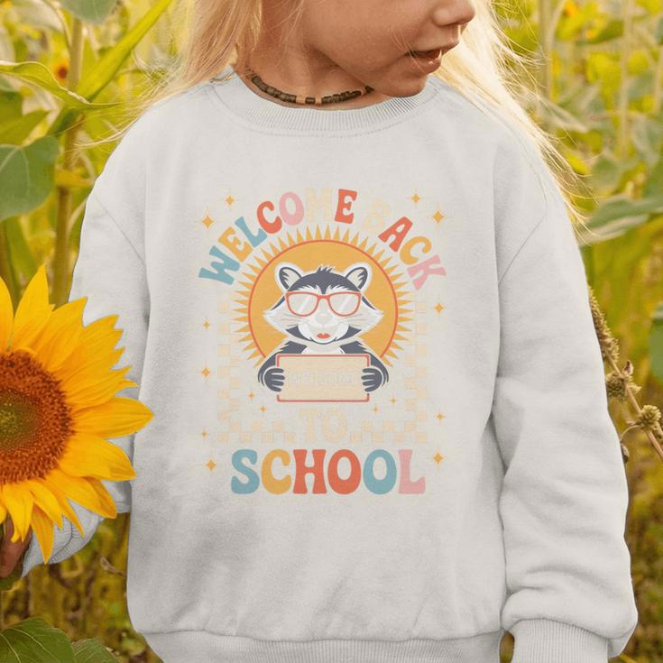 Welcome Back To School Raccoon First Day Of School Checkered Premium Tri-Blend Graphic Toddler Sweatshirt