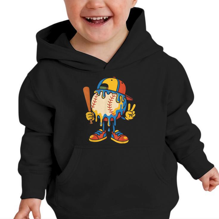 Baseball Ice Cream Drip Youth Back To School Baseball Stuff Graphic Toddler Hoodie