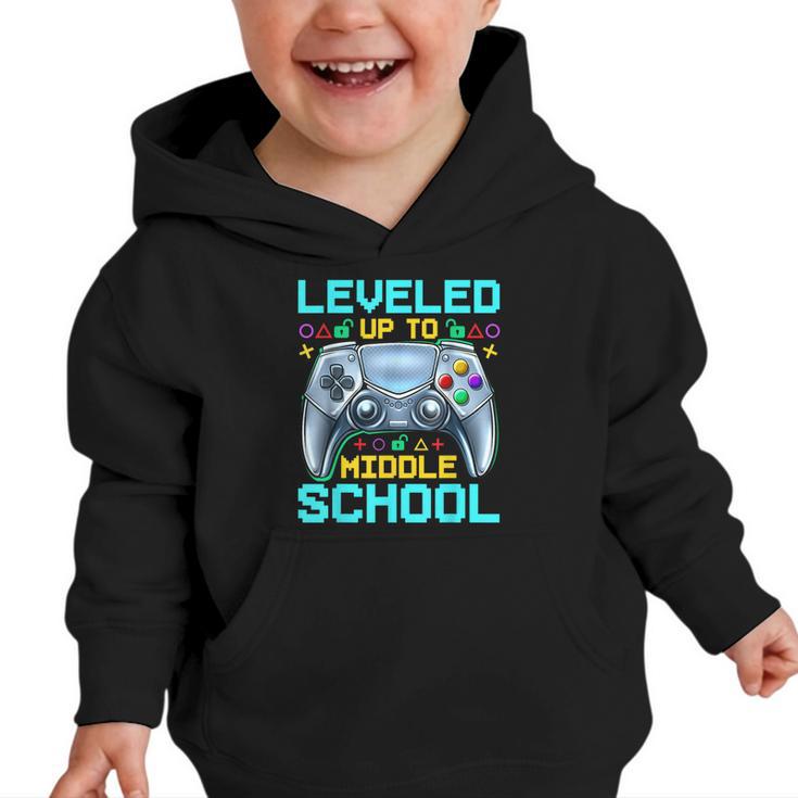Leveled Up To Middle School Video Gamer Back To School Boys Graphic Toddler Hoodie