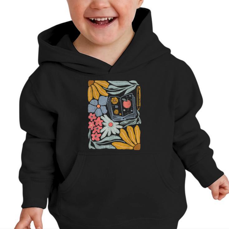 Retro Boho Flower Floral Back To School First Day Of School Graphic Toddler Hoodie