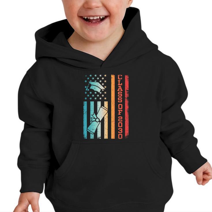 Vintage Class Of 2030 Graduation Back To School USA Flag Graphic Toddler Hoodie