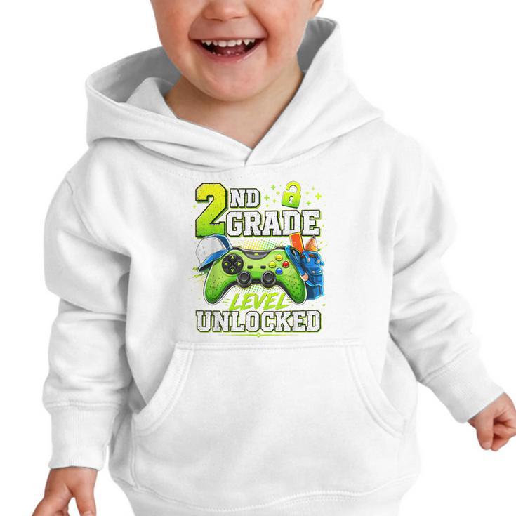 Back To School 2nd Second Grade Level Unlocked Gamer Kid Graphic Toddler Hoodie