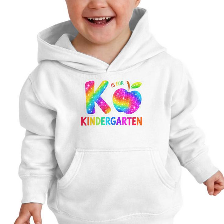 Back To School F Is For Kindergarten Rainbow Apple Kid Graphic Toddler Hoodie Back To School F Is For Kindergarten Rainbow Apple Kid Graphic Toddler Hoodie