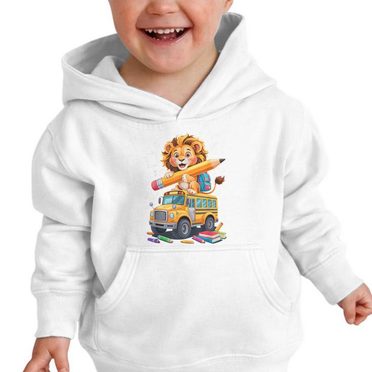 Back To School Lion School Bus 100 Days Of School Graphic Toddler Hoodie