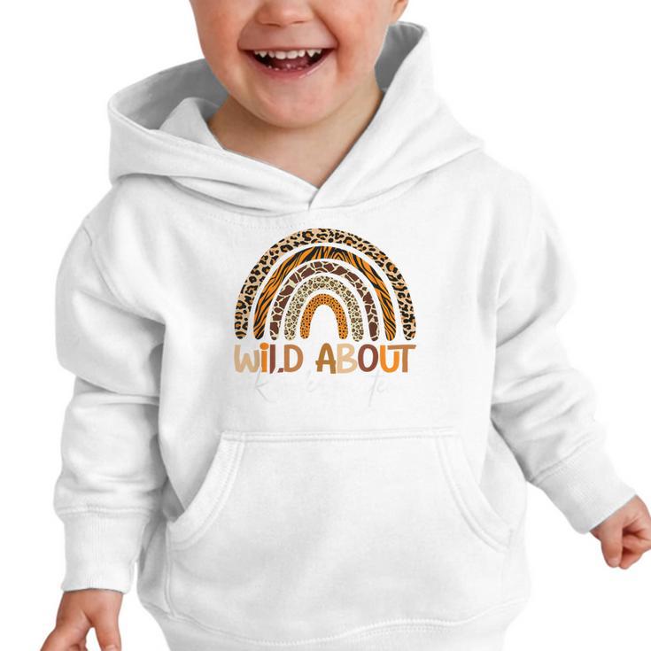 Back To School Wild About Kindergarten Leopard Rainbow Graphic Toddler Hoodie