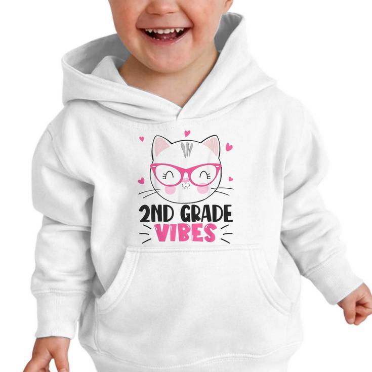 Cute 2nd Grade Vibes Cat Kitten Lover Back To School Girls Graphic Toddler Hoodie