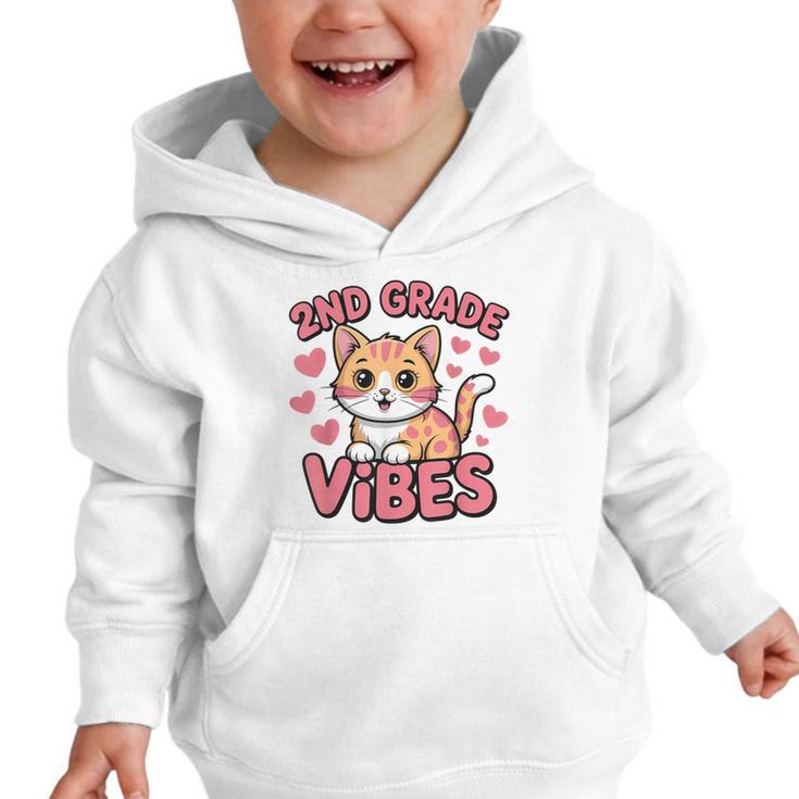 Cute Cat 2nd Grade Vibes Back To School Second Grade Girls Graphic Toddler Hoodie