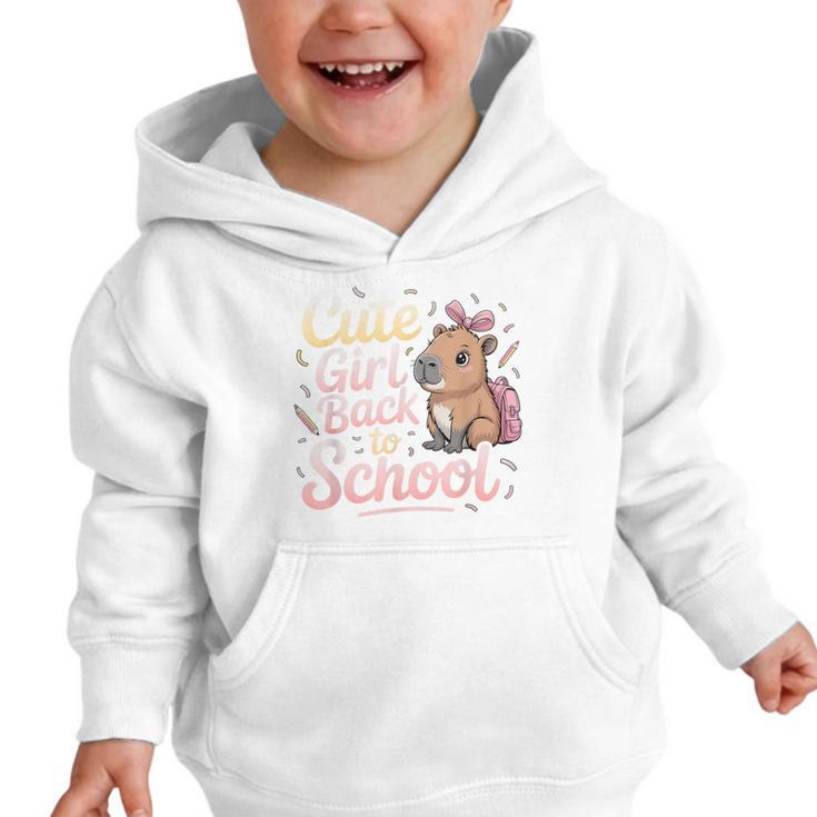 Cute Girl Back To School Capybara First Day Of School Kids Graphic Toddler Hoodie Cute Girl Back To School Capybara First Day Of School Kids Graphic Toddler Hoodie
