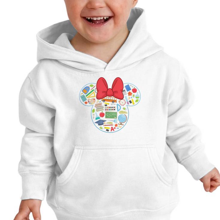 Disney Minnie Mouse Back To School Supplies Face Outline Graphic Toddler Hoodie Disney Minnie Mouse Back To School Supplies Face Outline Graphic Toddler Hoodie